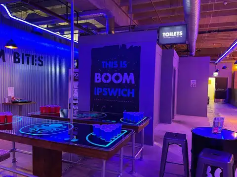 Multiple TV screens mounted at Boom Battle Bar Ipswich