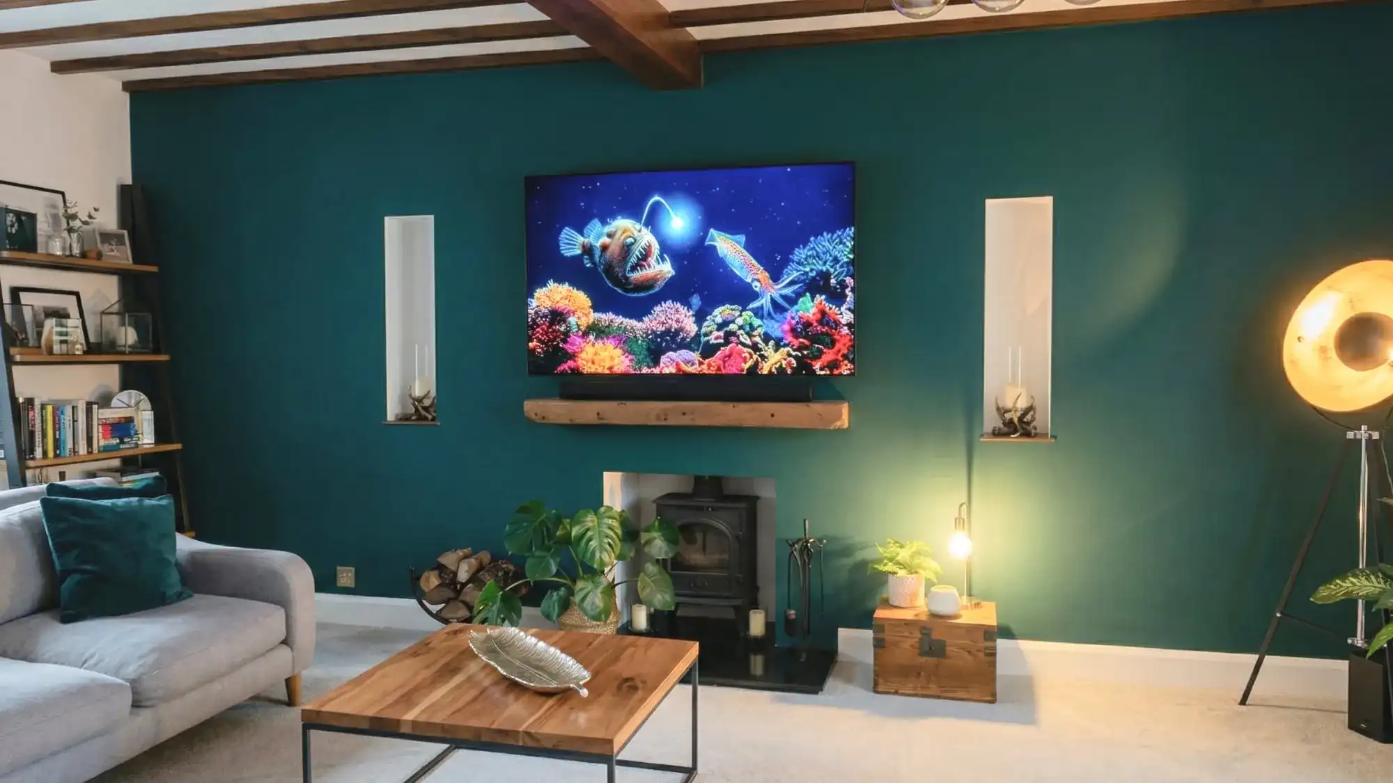 Completed tv & soundbar on feature wall — braintree, essex by Advanced Aerials