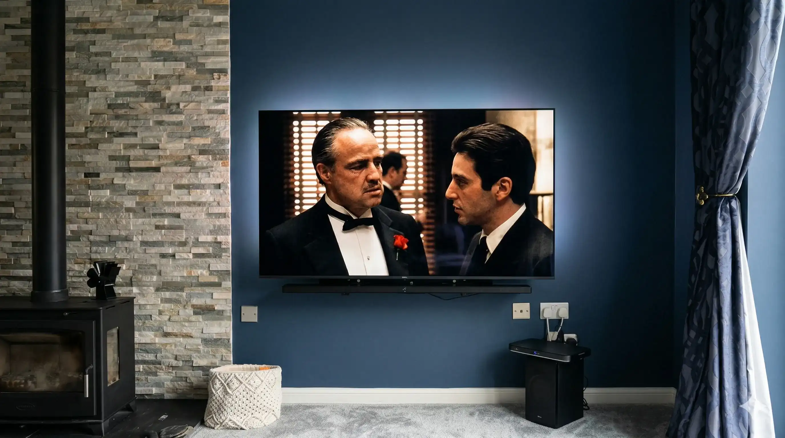 Completed tv & soundbar on feature wall — chelmsford, essex by Advanced Aerials